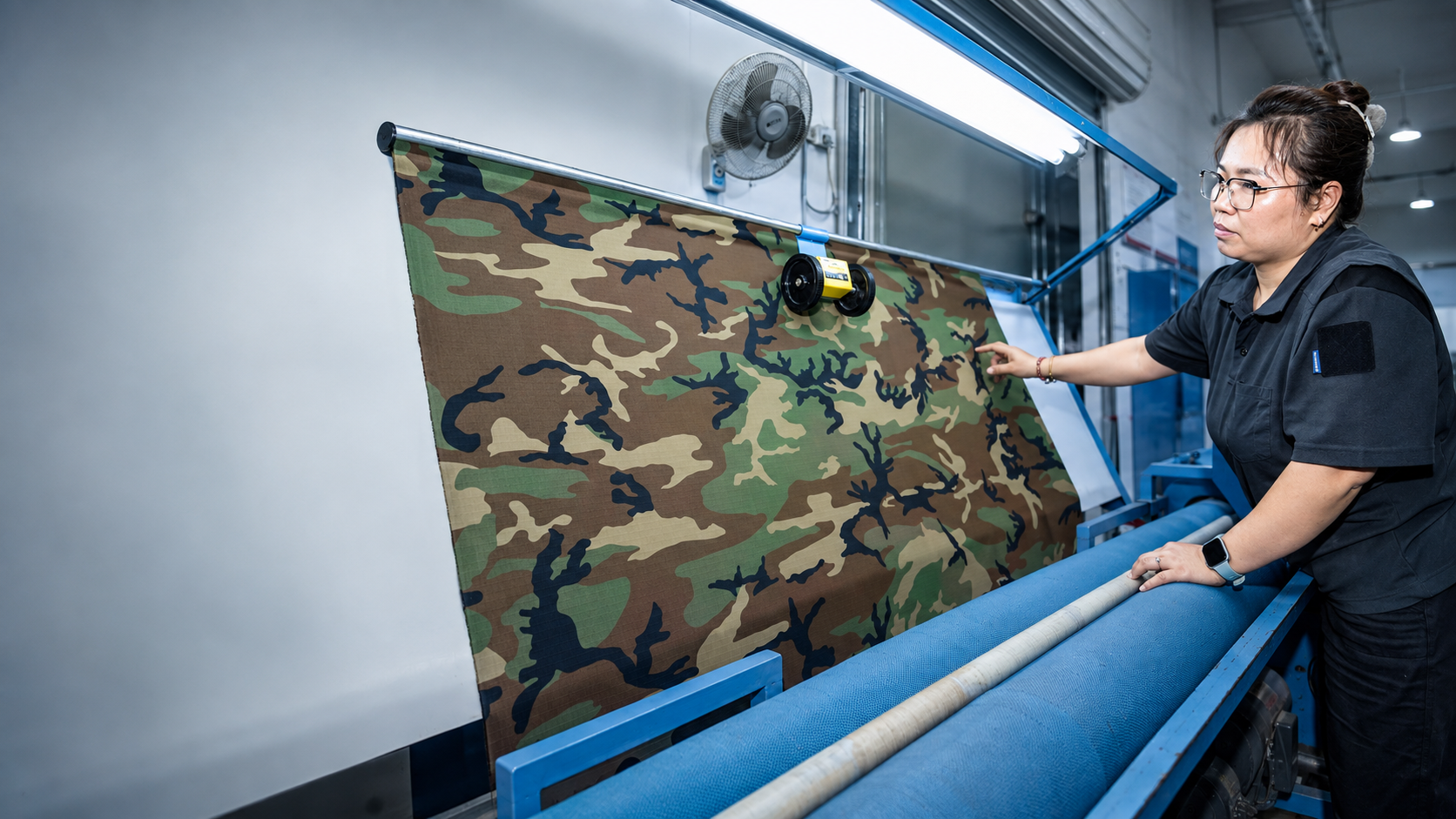 Camouflage fabric inspection at EmersonGear